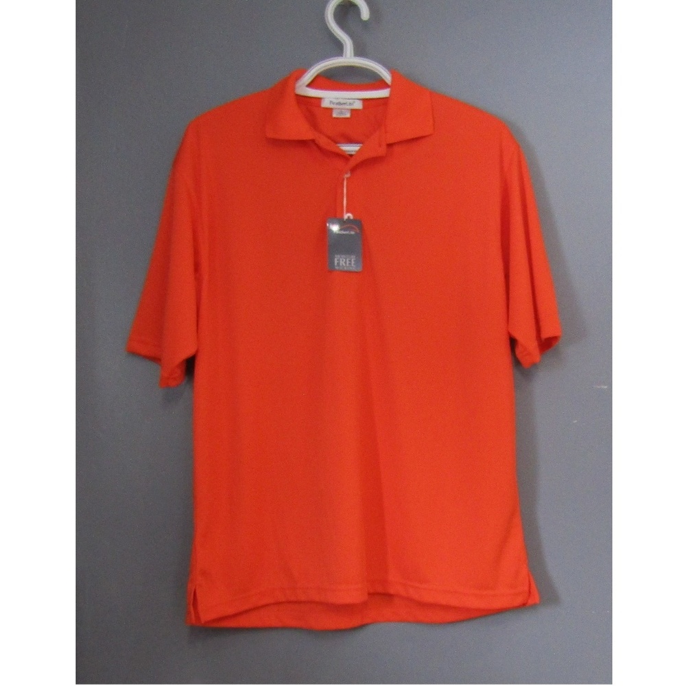 NEW Featherlite Bright Orange Polo Golf Shirt Sz L